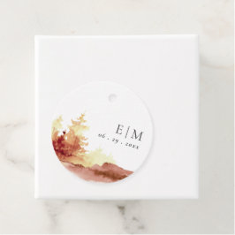 Etiquetas Para Recuerdos Naranja de roya Árboles caídos amarillos Monograma