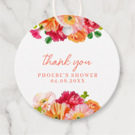 Etiquetas Para Recuerdos Naranja dulce y ducha de novia floral rosa brillan