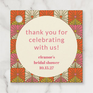 Etiquetas Para Recuerdos Naranja Floral Rosa Bridal Shower Personalizado Gr