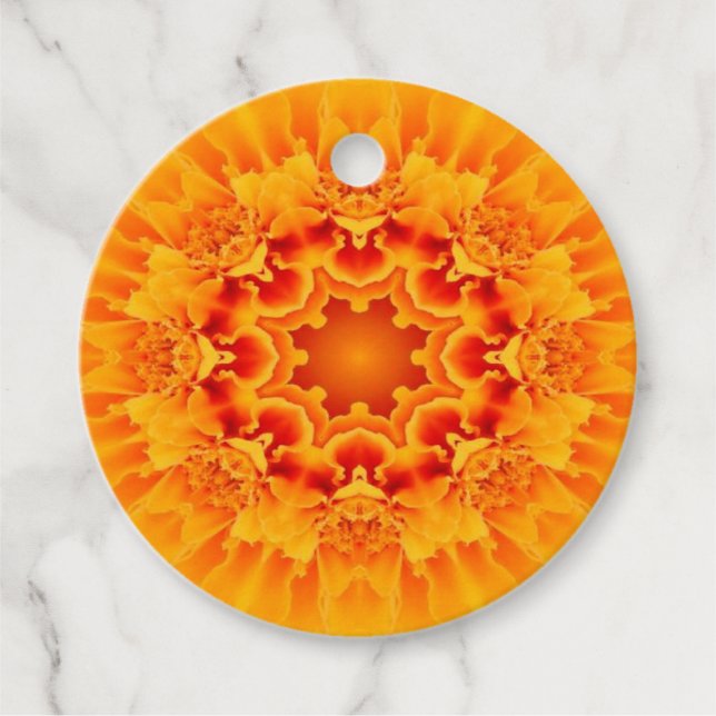 Etiquetas Para Recuerdos Naranja Marigold Mandala (Anverso)