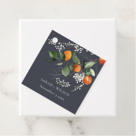 Etiquetas Para Recuerdos Naranja Navy Boho Blossom Boda Botánico