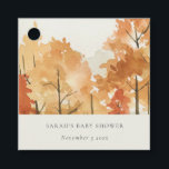 Etiquetas Para Recuerdos Naranja Oxidado Amarillo Otoño Caída Árbol Baby Sh<br><div class="desc">Para cualquier personalización adicional o cualquier otro artículo coincidente,  no dude en contactarme en yellowfebstudio@gmail.com</div>