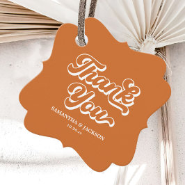 Etiquetas Para Recuerdos Naranja Retro 70 Boho Gracias Boda