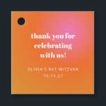 Etiquetas Para Recuerdos Naranja Retro Gradiente Bat Mitzvah Personalizado<br><div class="desc">Naranja Retro Gradiente Rosa Único Bat Mitzvah Personalizado Gracias Etiquetas Favor</div>