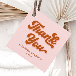 Etiquetas Para Recuerdos Naranja Rojo Rosa Retro 70 Groovy Disco Boda