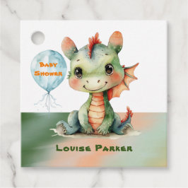 Etiquetas Para Recuerdos Naranja verde lindo Dragon Boy Baby Shower Gracias