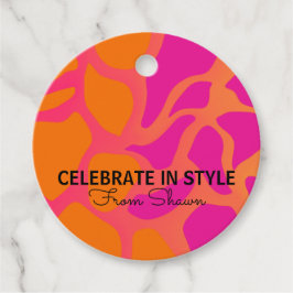 Etiquetas Para Recuerdos Naranja y degradado rosa caliente Celebrar en esti