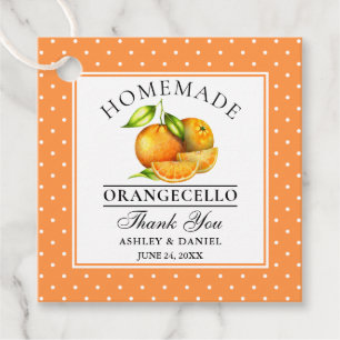 Etiquetas Para Recuerdos Naranjas de acuarela Dots Orangecello Boda Gracias