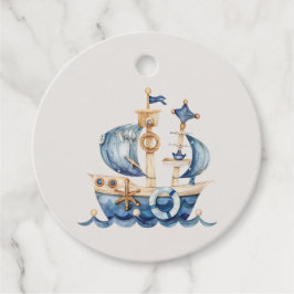 Etiquetas Para Recuerdos Nautical Blue Watercolor Ship Baby Shower