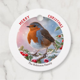 Etiquetas Para Recuerdos Navidad Acuarela Invernal Robin Rojo Nostálgico