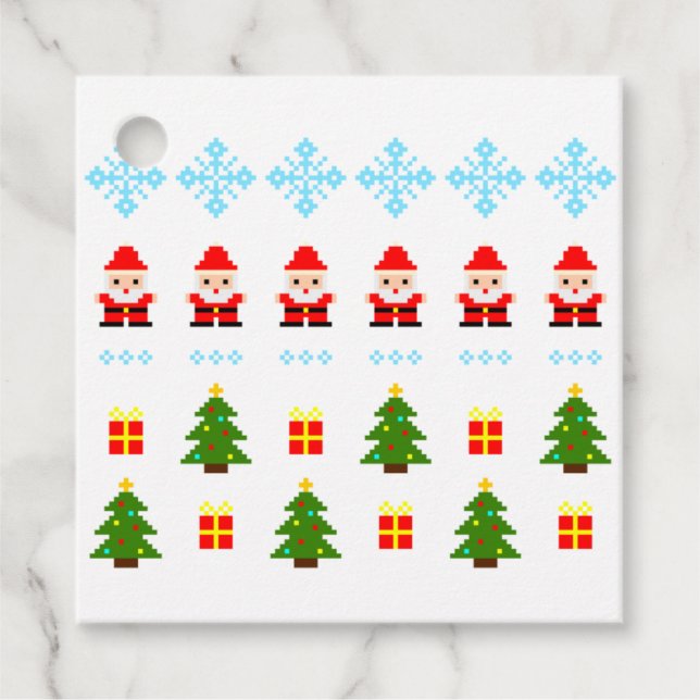 Etiquetas Para Recuerdos Navidad Pixel Art (Anverso)