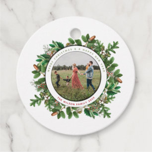 Etiquetas Para Recuerdos Navidades Acorn Wreath Family Photo Gift