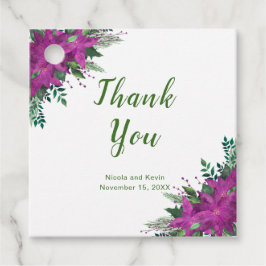 Etiquetas Para Recuerdos Navidades Boda de flores de púrpura de poinsettia