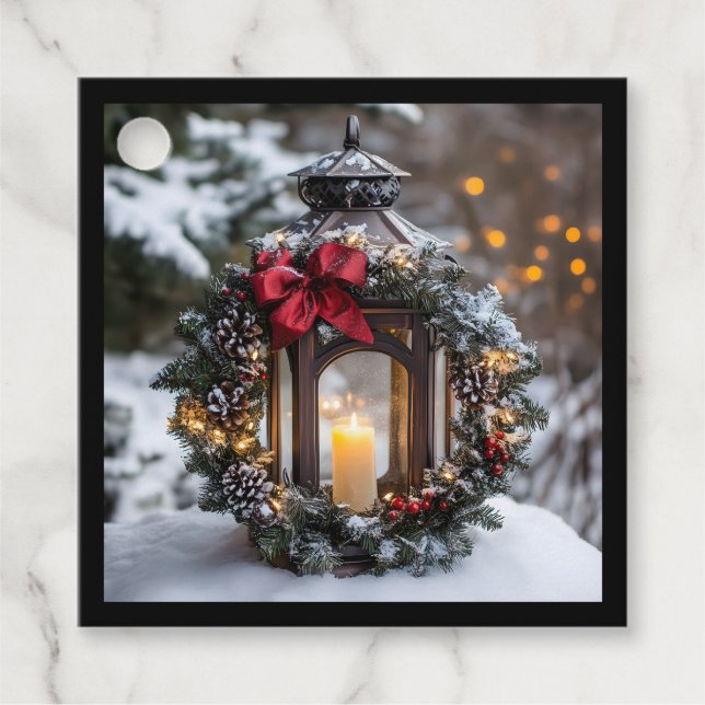 Etiquetas Para Recuerdos Navidades Candle Lantern (Anverso)