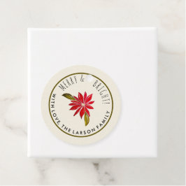 Etiquetas Para Recuerdos Navidades clásicos modernos y sencillos de Poinset