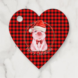 Etiquetas Para Recuerdos Navidades Cuidados Cerdo Con Búfalo Plantado Rojo 