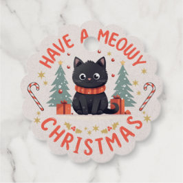 Etiquetas Para Recuerdos Navidades Cute Meowy Purfect Black Cat