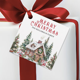 Etiquetas Para Recuerdos Navidades de acuarela de invierno festivo