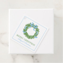 Etiquetas Para Recuerdos Navidades de Blue Bow Wreath de Boxwood