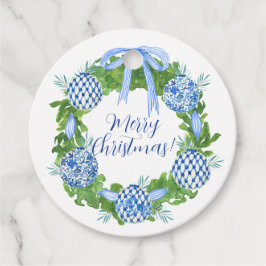 Etiquetas Para Recuerdos Navidades de Chinoiserie Wreath, Grandmillenial
