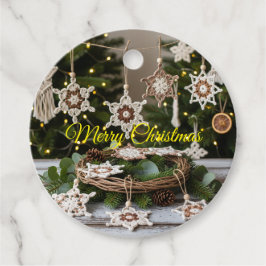 Etiquetas Para Recuerdos Navidades de copos de nieve del boho rústico favor