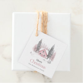 Etiquetas Para Recuerdos Navidades de Cottage de invierno rosado