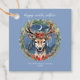 Etiquetas Para Recuerdos Navidades de Deer Wreath Yule en vacaciones de inv