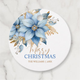 Etiquetas Para Recuerdos Navidades de Flores de Flor de Icy Blue Gold Poins
