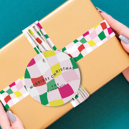 Etiquetas Para Recuerdos Navidades de la Discoteca Ball Tartan Plaid