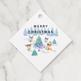 Etiquetas Para Recuerdos Navidades de los animales del bosque bailando acua