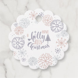 Etiquetas Para Recuerdos Navidades de Pastel Snowflakes Holly Jolly