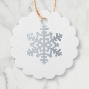 Etiquetas Para Recuerdos Navidades de Relieve metalizado plateado Snowflake