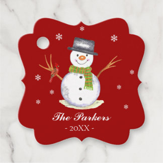 Etiquetas Para Recuerdos Navidades de Snowman personalizados en acuarela