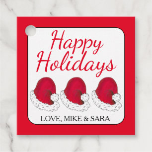 Etiquetas Para Recuerdos Navidades del Gorra Red Santa Claus Felices Fiesta