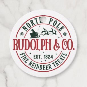 ETIQUETAS PARA RECUERDOS NAVIDADES DEL NORTE DE POLE RUDOLPH SANTA SLEIGH