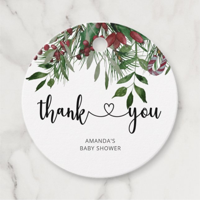 Etiquetas Para Recuerdos Navidades Evergreen Gracias (Anverso)