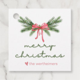 Etiquetas Para Recuerdos Navidades Fir Bow Favor Tag