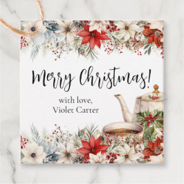 Etiquetas Para Recuerdos Navidades florales Fiesta de feriado por el té