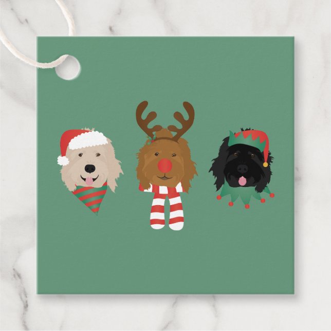 Etiquetas Para Recuerdos Navidades Goldendoodle Dogs (Anverso)