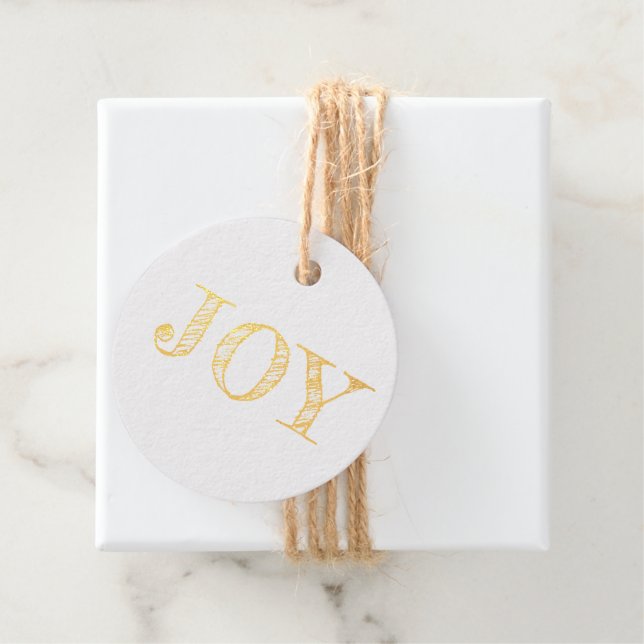 Etiquetas Para Recuerdos Navidades modernos Holiday Joy Relieve metalizado  (Con caja)