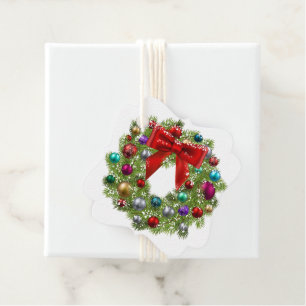 Etiquetas Para Recuerdos Navidades Regalo Etiqueta-Wreath