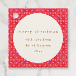 Etiquetas Para Recuerdos Navidades Retro MidCentury Red Pink Cute Personali