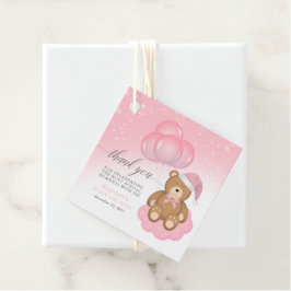 Etiquetas Para Recuerdos Navidades rosados Baby Sleepy Bear Gracias