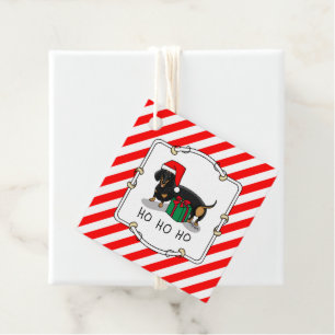 Etiquetas Para Recuerdos Navidades Santa Dachshund (S black & tan) Gracioso