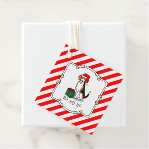 Etiquetas Para Recuerdos Navidades Santa Hat Beagle (triple color 3) Dog Cu