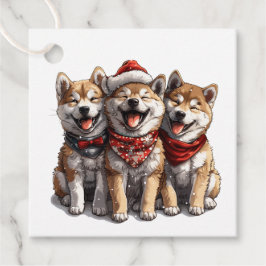 Etiquetas Para Recuerdos Navidades Shiba Inu Santa Dogs