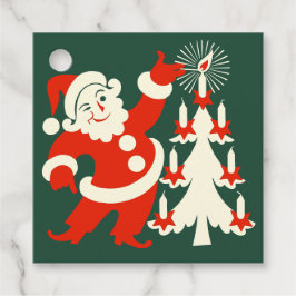 Etiquetas Para Recuerdos Navidades Sly Santa alumbrando velas de árbol CC12