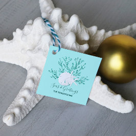 Etiquetas Para Recuerdos Navidades tropicales Beach Aqua Blue Gift