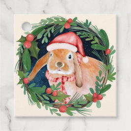 Etiquetas Para Recuerdos Navidades Watercolor Conejo Conejo Conejo Wreath G