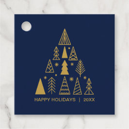 Etiquetas Para Recuerdos Navy Blue and Gold Christmas Tree | Holiday Gift